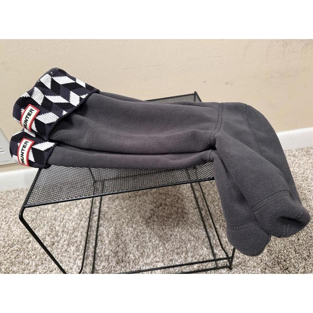 Hunter Boots Fleece Liners - Women’s 8-10 Large - Gray Black White Cuff